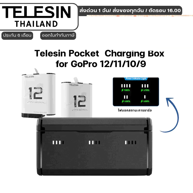 Telesin Pocket Multifunctional Storage Charging Box for GoPro 12/11/10/9
