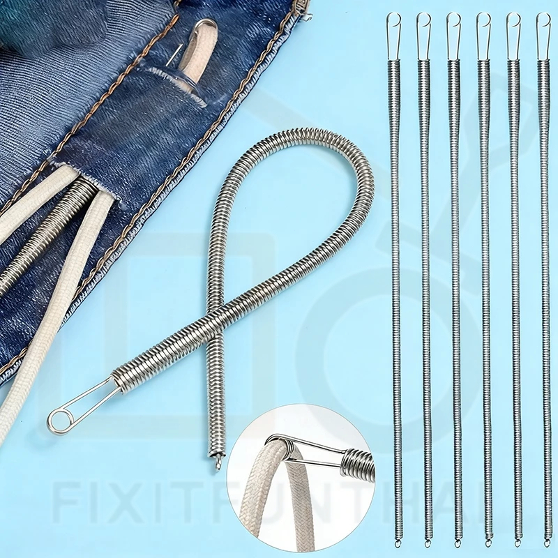 🛠️COD สปริงเข็มร้อยยางยืด เข็มร้อย คลิปตะขอกลึงเชือก ดึงยางขอบกางเกง Rope Threading Tool