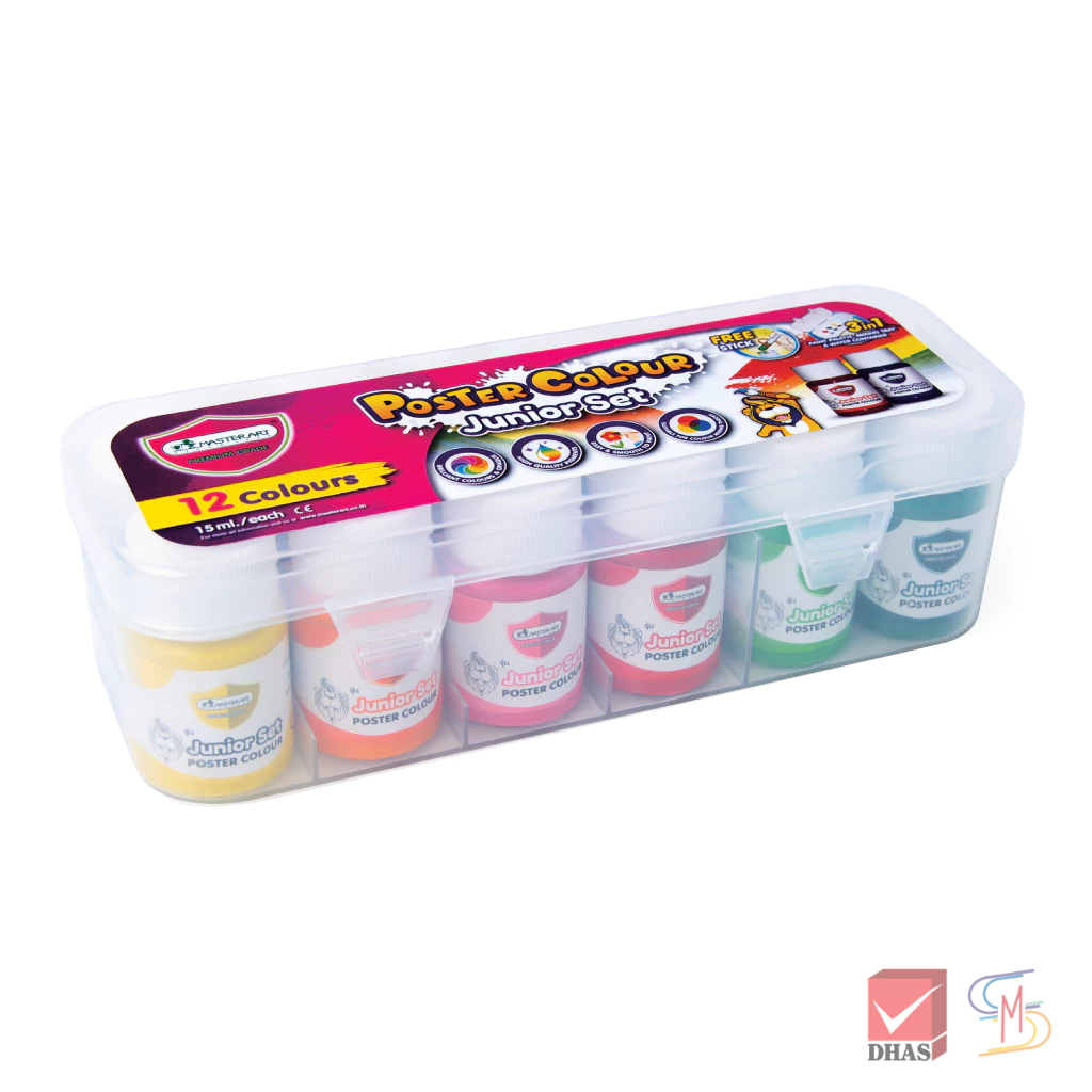 Master Art มาสเตอร์อาร์ต สีโปสเตอร์ ชุดสีโปสเตอร์ 15 มล. 12 สี กล่องพลาสติก