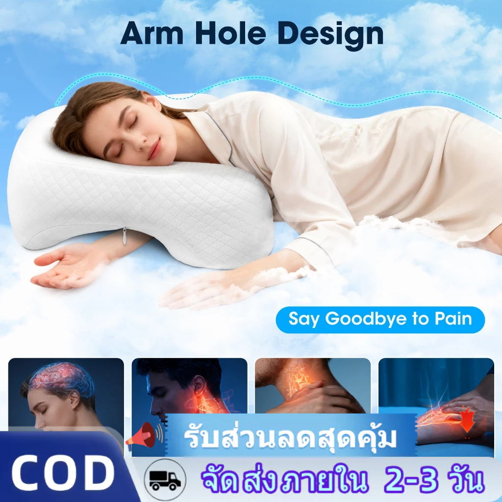 ⚡️บริการจัดส่งในพื้นที่ + COD⚡หมอนอิงตามหลักสรีรศาสตร์  หมอนที่ดีที่สุดสำหรับการนอนตะแคง