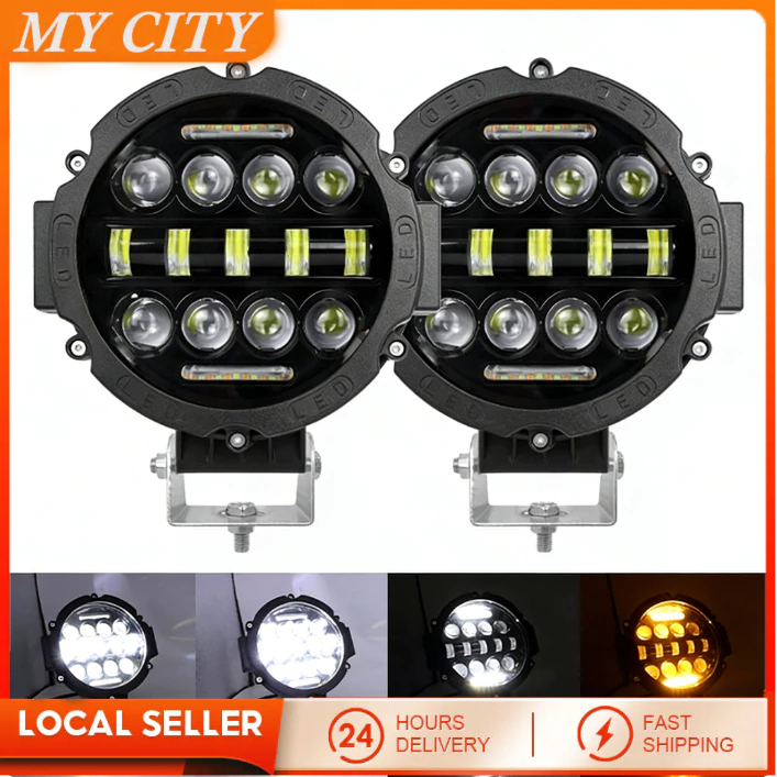 1ชิ้น DRL 51วัตต์13led 6000พัน7นิ้วสีขาวสีเหลืองสำหรับรถยนต์รถบรรทุกรถ ATV UTV SUV RV