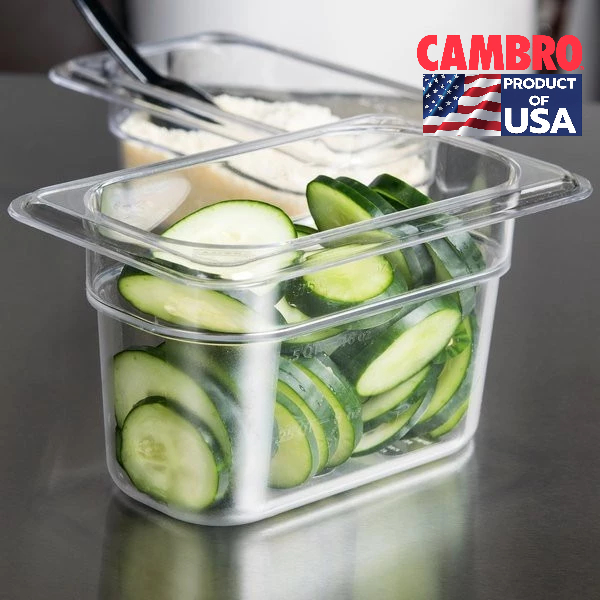 CAMBRO กล่องเก็บวัตถุดิบพลาสติกPC GN1/9 Food Grade ทนร้อน-เย็น ตกไม่แตก ถาดอาหาร กล่องถนอมอาหาร 17.6x10.8ซม *แพ็ค