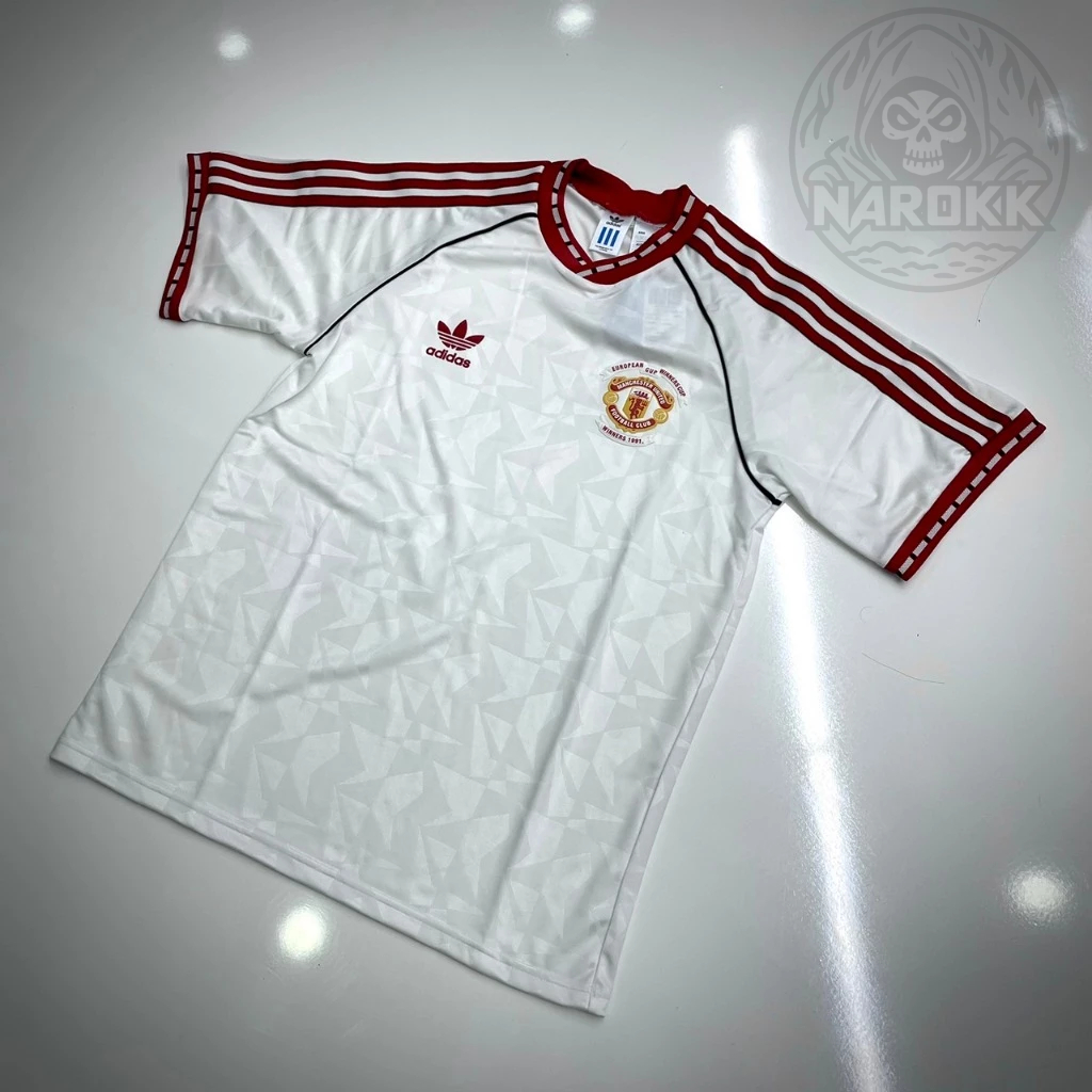 ADIDAS MANCHESTER UNITED 1991 AWAY RETRO JERSEY สีขาว/แดง แขนสั้น