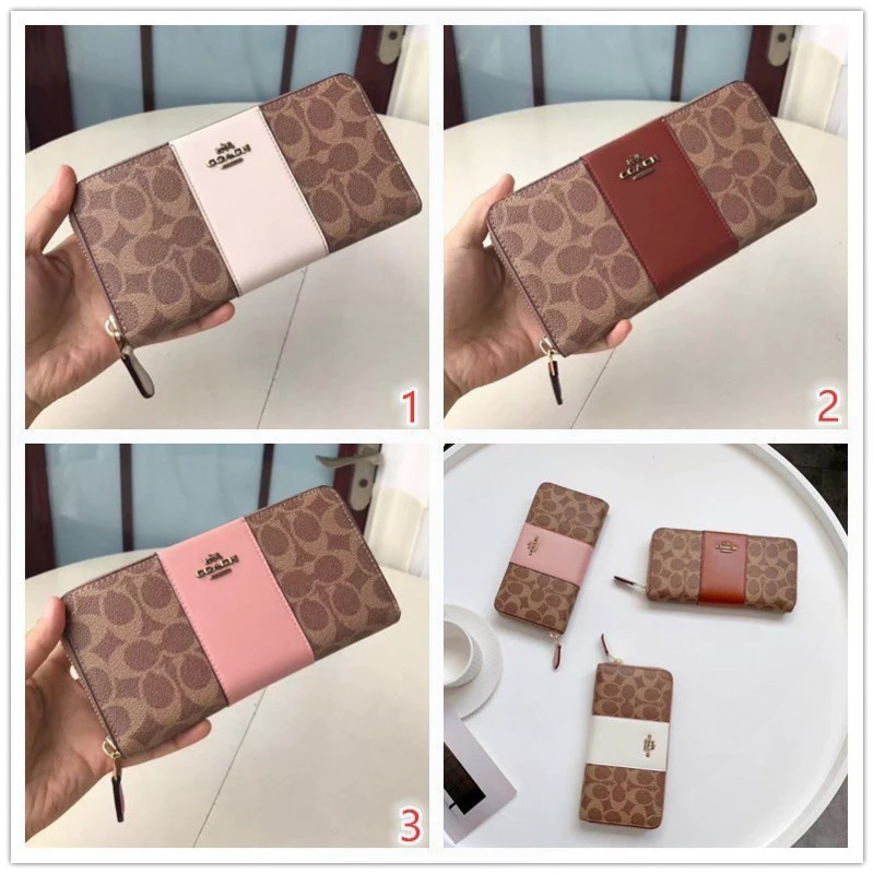 Zip Wallet 31546 (7.8นิ้ว) กระเป๋าสตางค์ซิปยาวผู้หญิง พิมพ์บล็อกสีวินเทจ
