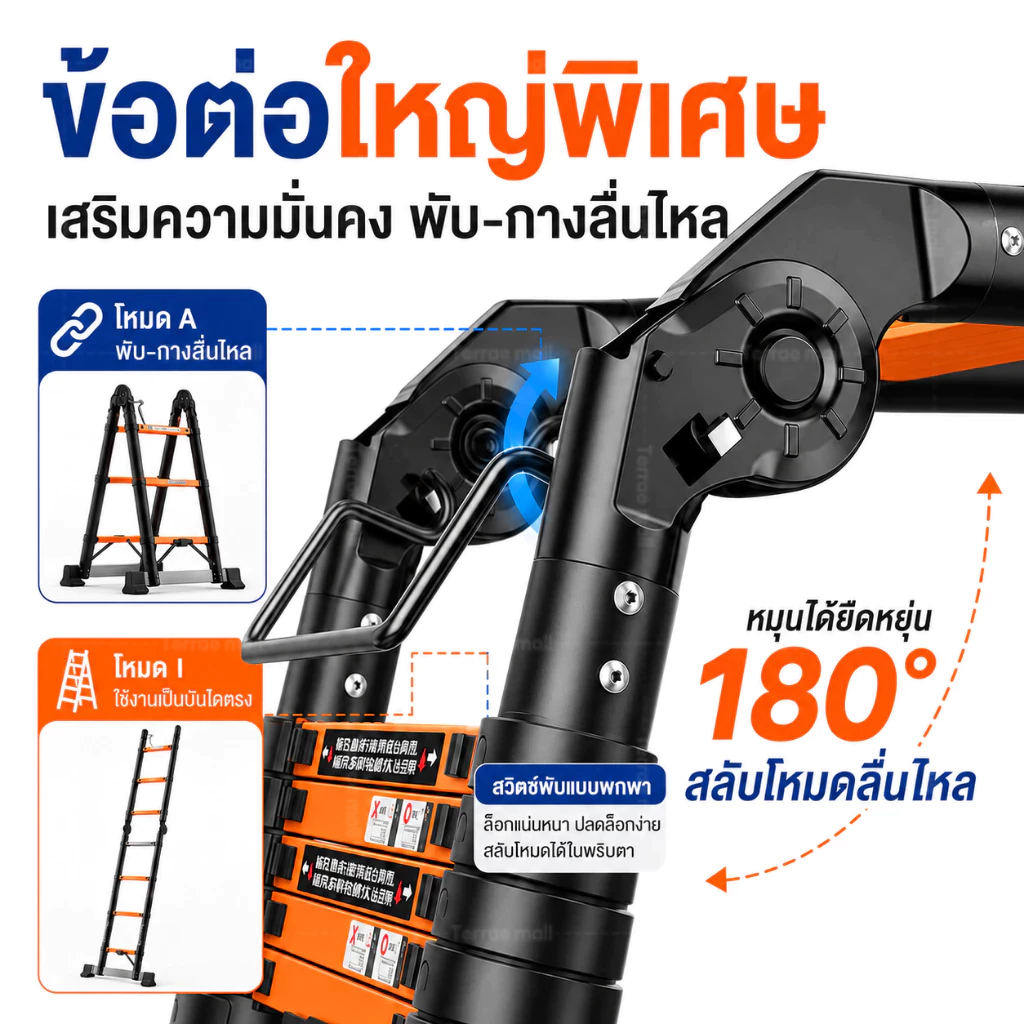 บันไดอลูมิเนียมพับได้ รับน้ำหนัก 1500KG thumbnail 7