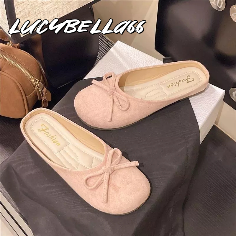LucyBella66 รองเท้าแมรี่เจนพื้นเรียบ ดีไซน์ปักลูกไม้ ทรงบัลเล่ต์สุดคิ้วท์