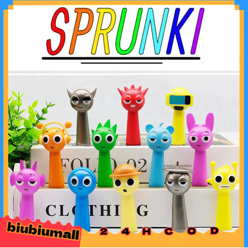 <COD>12ชิ้น/เซ็ต Sprunki ชุดคอลเลกชันรูปการกระทํา/ Simon Oren ของขวัญตุ๊กตาอนิเมะ/เครื่องประดับตกแต่ง/ ของขวัญวันเกิด