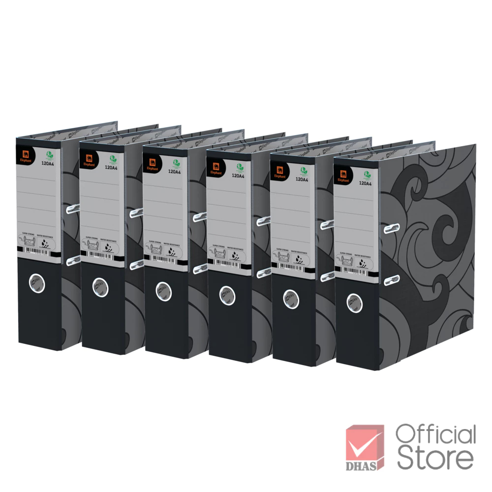 Elephant แฟ้ม แฟ้มใส่เอกสาร สันกว้าง No.120 A4 สีดำ จำนวน 6 แฟ้ม