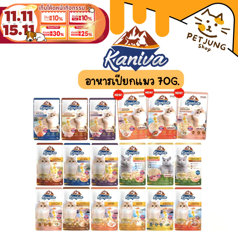 Kaniva อาหารเปียกแมว เปียกแมว คานิว่าเพาซ์ ผสม Vitamins Ball ขนาด 70 กรัม 1 ซอง