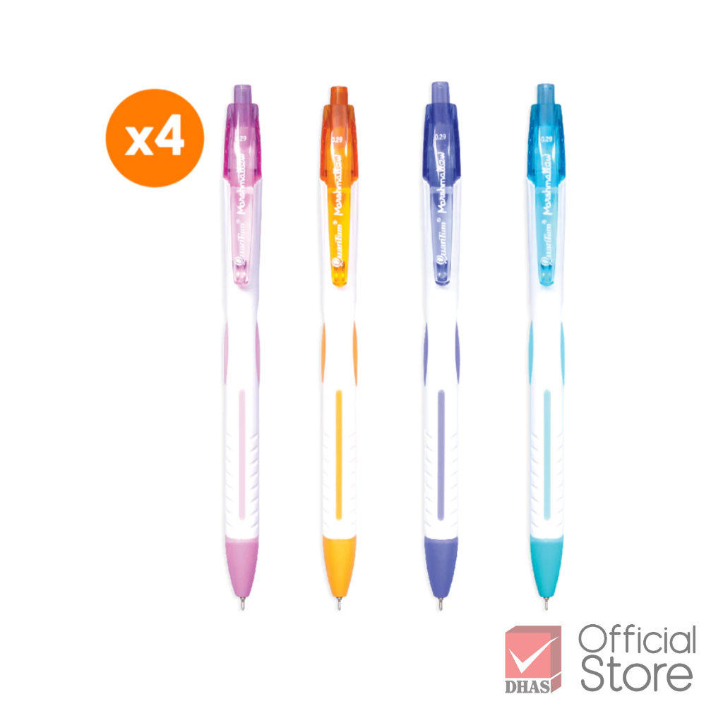 [แพ็ค 4 ด้าม] Quantum ปากกา ปากกาลูกลื่น มาร์ชเมลโล่ 0.29 น้ำเงิน คละสีด้าม จำนวน 4 ด้าม