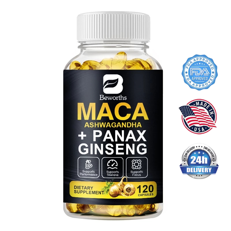 Beworths Maca Root Capsule 10000mg บรรเทาความเครียด เพิ่มพลังงาน ต่อต้านความเหนื่อยล้า 60pcs