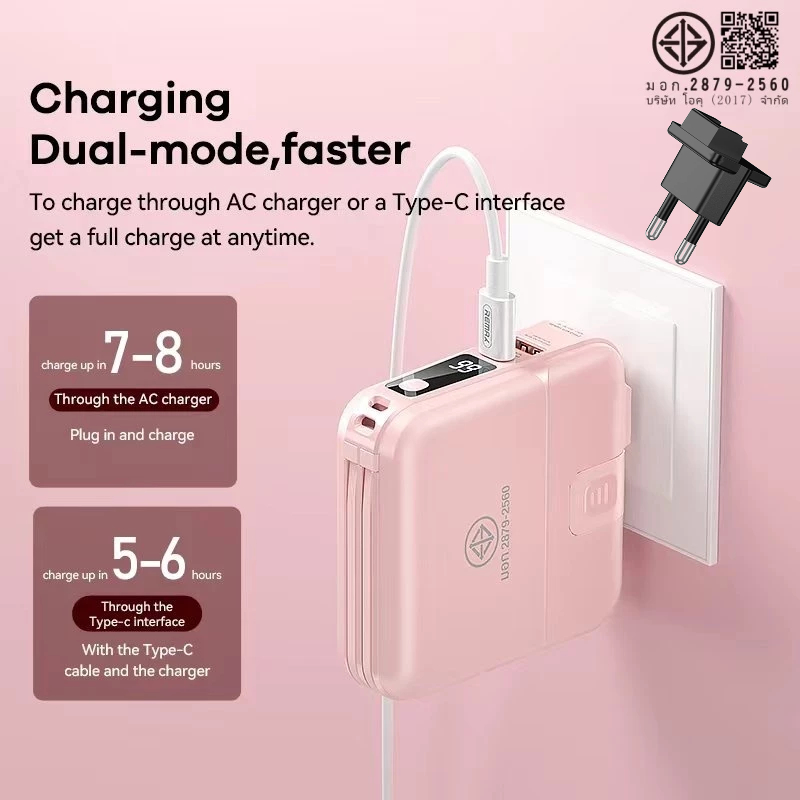 Remax RPP-20 15000mAh แบตสำรอง W1501 ของแท้ รับประกันฟรีสติกเกอร์ปลั๊กและแบตพร้อมสายชาร์จในตัวเดียว รูปที่ 3