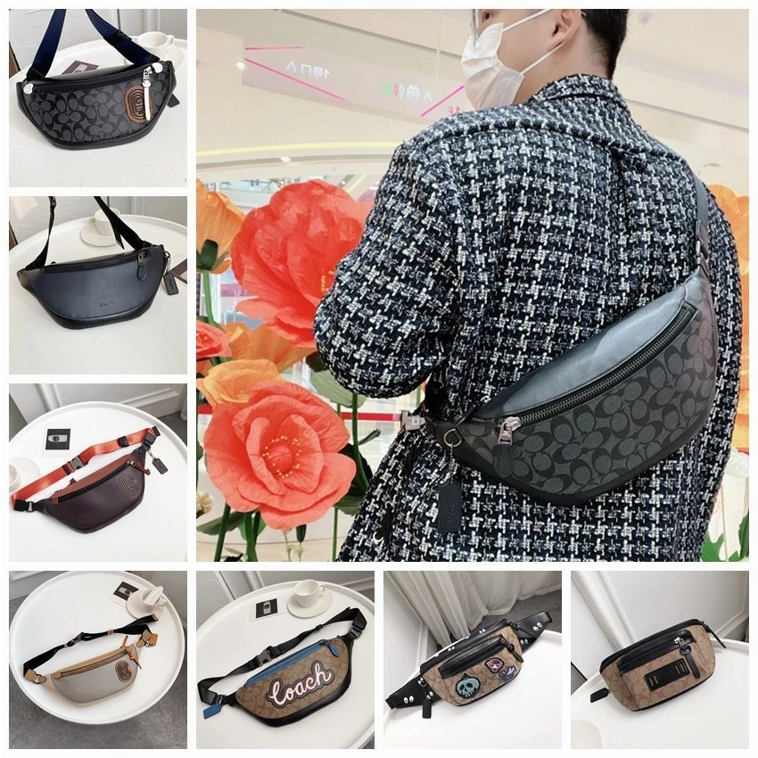 F78777 F79037 กระเป๋าสะพายข้าง กระเป๋าผู้ชาย กระเป๋าคาดเอว ลายพิมพ์คลาสสิก 95D7J