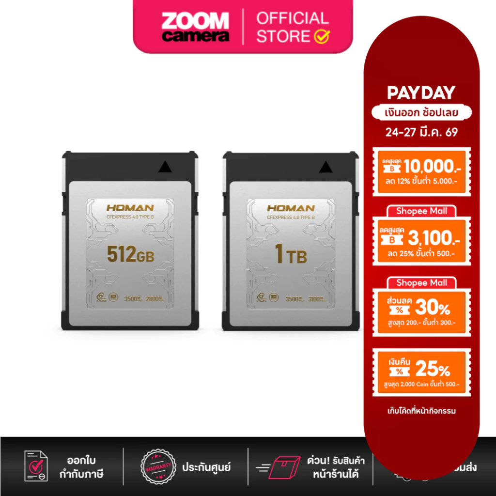 Homan CFexpress 4.0 Type B 1TB / 512GB (ประกันศูนย์)