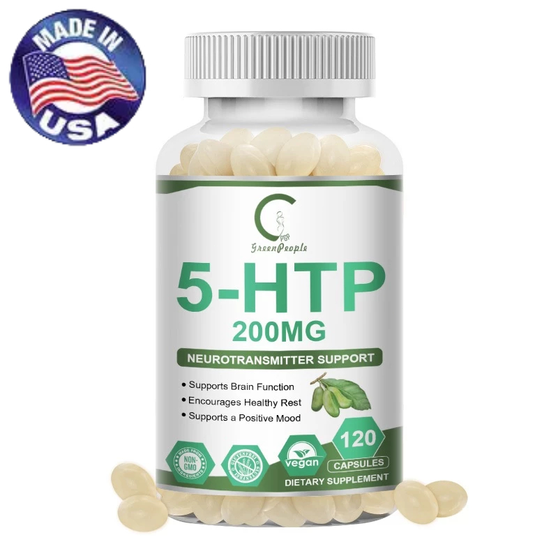 5-HTP 200mg - รองรับ Neurotransmitter ระดับพรีเมี่ยม,Niacinamide, วิตามินบี-3,วิตามินบี-6,Glycine รูปแบบการนอนหลับเ