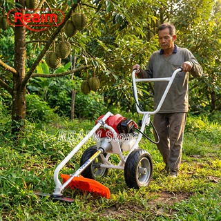 REAIM รถตัดหญ้ารถเข็น 2 จังหวะ 52CC รถเข็นตัดหญ้า ตัดหญ้าไว กำลังตัดแน่น เหมาะกับงานหนัก