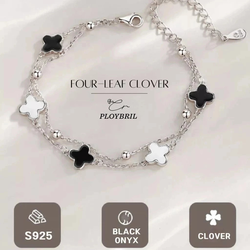 PLOYBRIL กําไลเงินแท้ Four-leaf Clover กําไลข้อมือ สร้อยข้อมือนำโชค สร้อยข้อมือโคลเวอร์ วาเลนไทน์ S039
