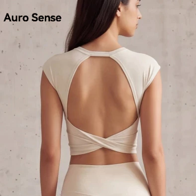 Auro Sense เสื้อกล้ามออกกำลังกาย โชว์หลังเยอะ คอกลม เอวสูง มีฟองน้ำในตัว กระชับ ยืดหยุ่นดี ผ้าต้านแบคทีเรีย