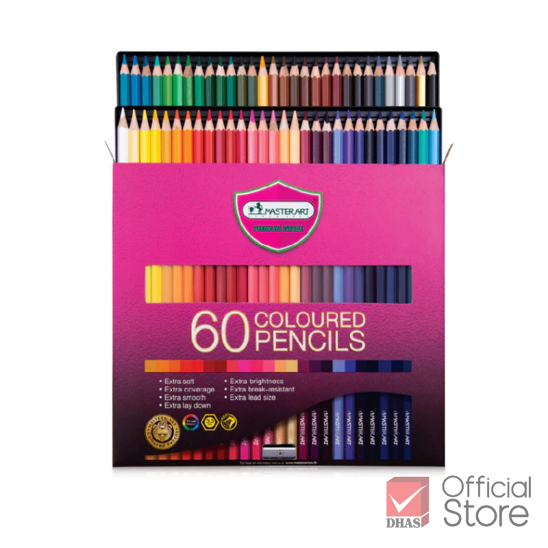 Master Art สีไม้ 60 สี รุ่นใหม่ (แท่งยาว) ระบายนุ่ม - 1 กล่อง