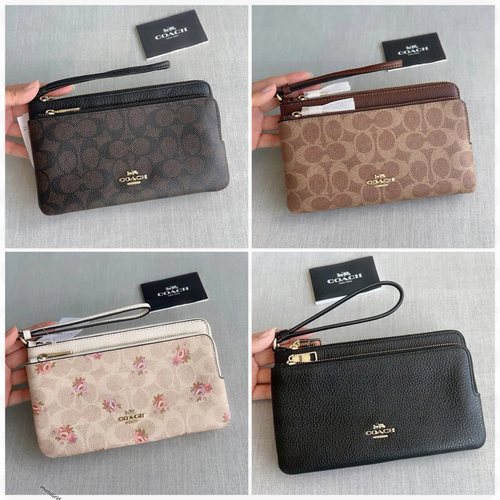 Double Zip Wristlet CU919/กระเป๋าคล้องมือ Zip สองช่อง/กระเป๋าสตางค์ผู้หญิง/กระเป๋าใส่โทรศัพท์ Y6JJ7W