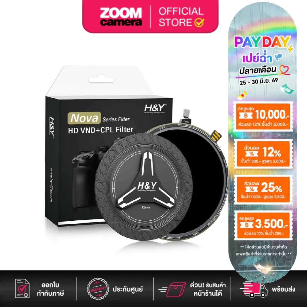 H&Y HD Nova Series Magnetic Variable ND3-32 + CPL Filter Kit  (1.5-5 Stop) (ประกัน 1ปี)