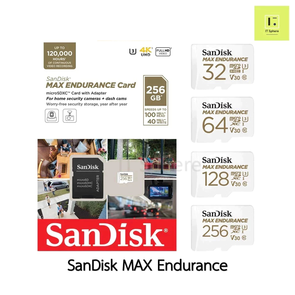 [ศูนย์ไทย] SanDisk Max Endurance ความทนทานสูง microSDXC U3 V30 32GB 64GB 128GB 256GB memory MicroSD Micro Card SD กล้องต
