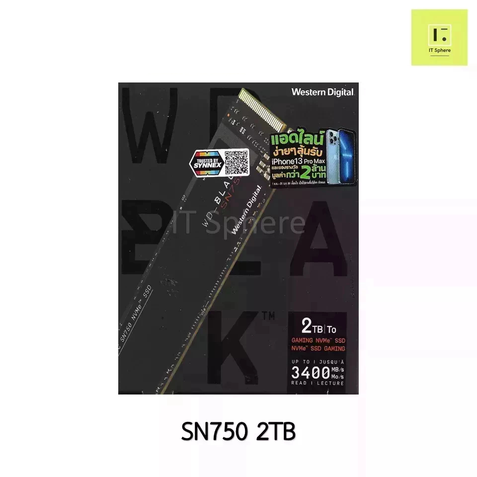 SSD M.2 WD BLACK SN750 2TB NVMe ของใหม่ มือ1