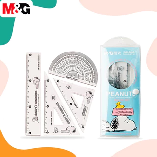M&G SRL960Q8 ชุดเรขาคณิต Snoopy 4 ชิ้น ชุดไม้บรรทัดนิ่ม อเนกประสงค์ ยาว 15ซม. สําหรับวาดภาพ