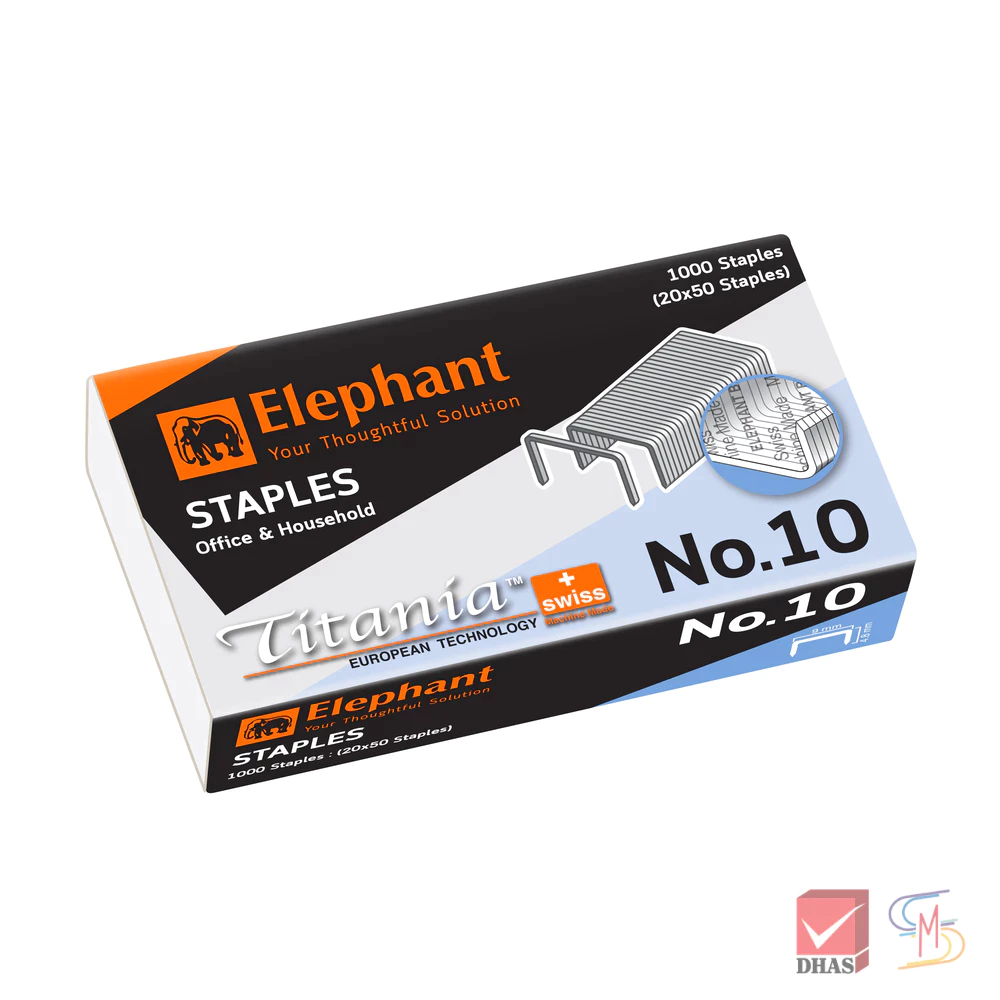 Elephant ตราช้าง ลวดเย็บกระดาษ ไททาเนีย No. 10 จำนวน 1 กล่อง