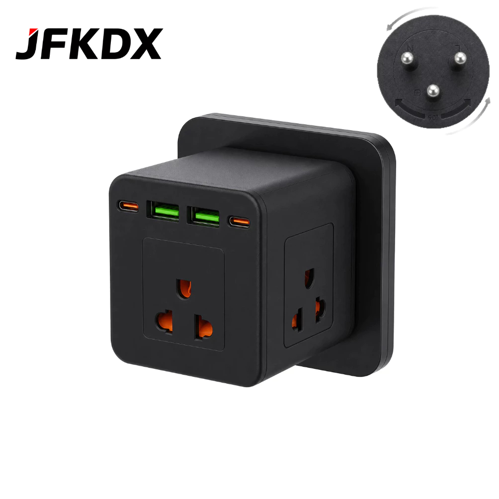JFKDX ปลั๊กไฟ 7 ปลั๊กติดผนัง  ซ็อกเก็ตปลั๊กหมุนได้ 2300W 2USB 2 Type-C