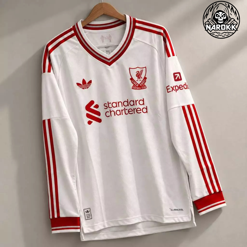 เสื้อ  LIVERPOOL 2026/2027 AWAY แขนยาว เกรดเพเยอร์ สีขาว ของแท้100%