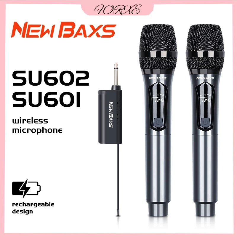 NEW BAXS [รุ่นอัพเกรดการชาร์จ] SU601/SU602 ไมโครโฟนไร้สาย UHF การชาร์จ 5V, Plug and Play 6.5 มม. ระย