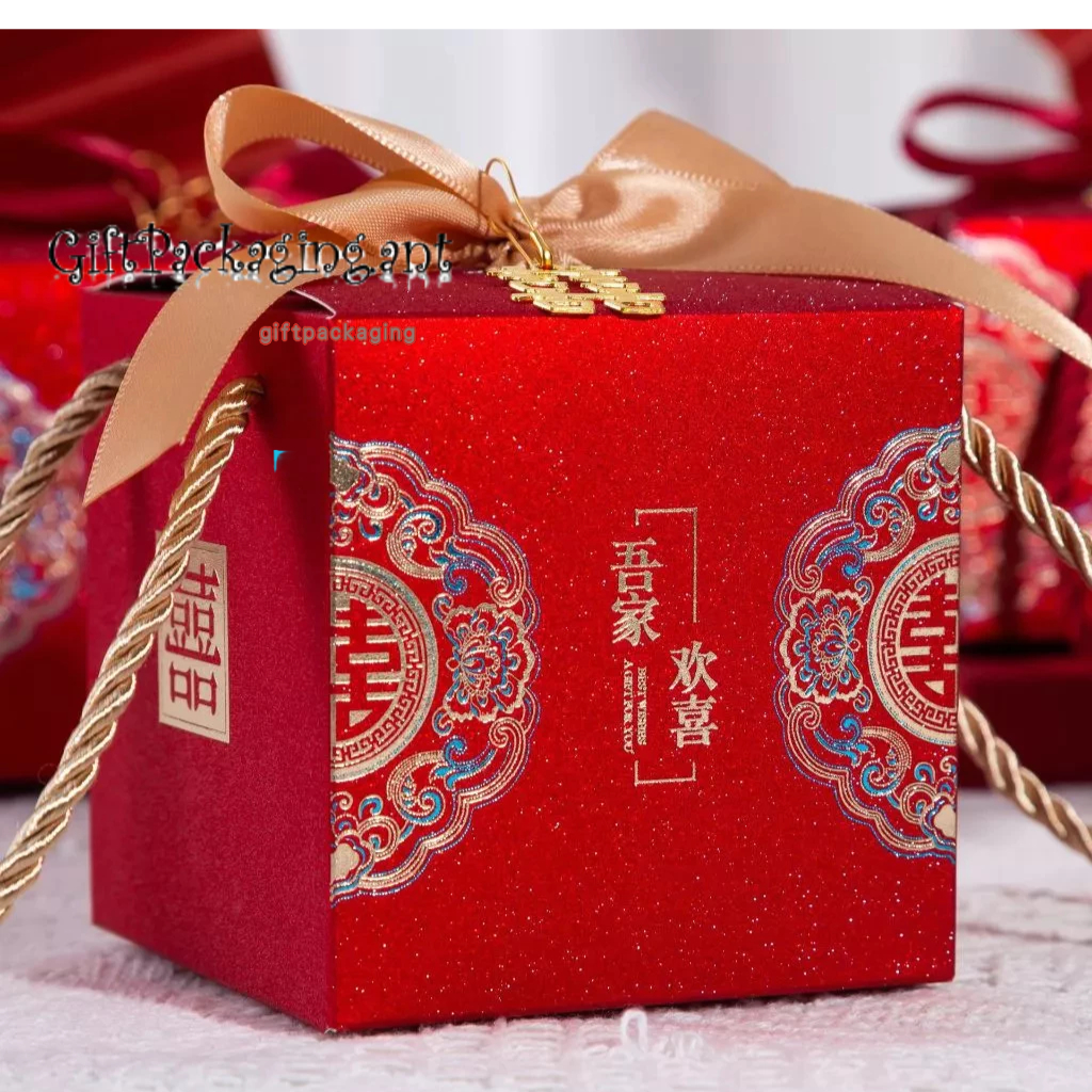 giftpackaging🍬กล่องของขวัญ กล่องใส่ของตรุษจีน กล่องกระดาษพิมพ์ลายมงคลอักษรจีน พร้อมส่งในไทย - รูปที่ 4