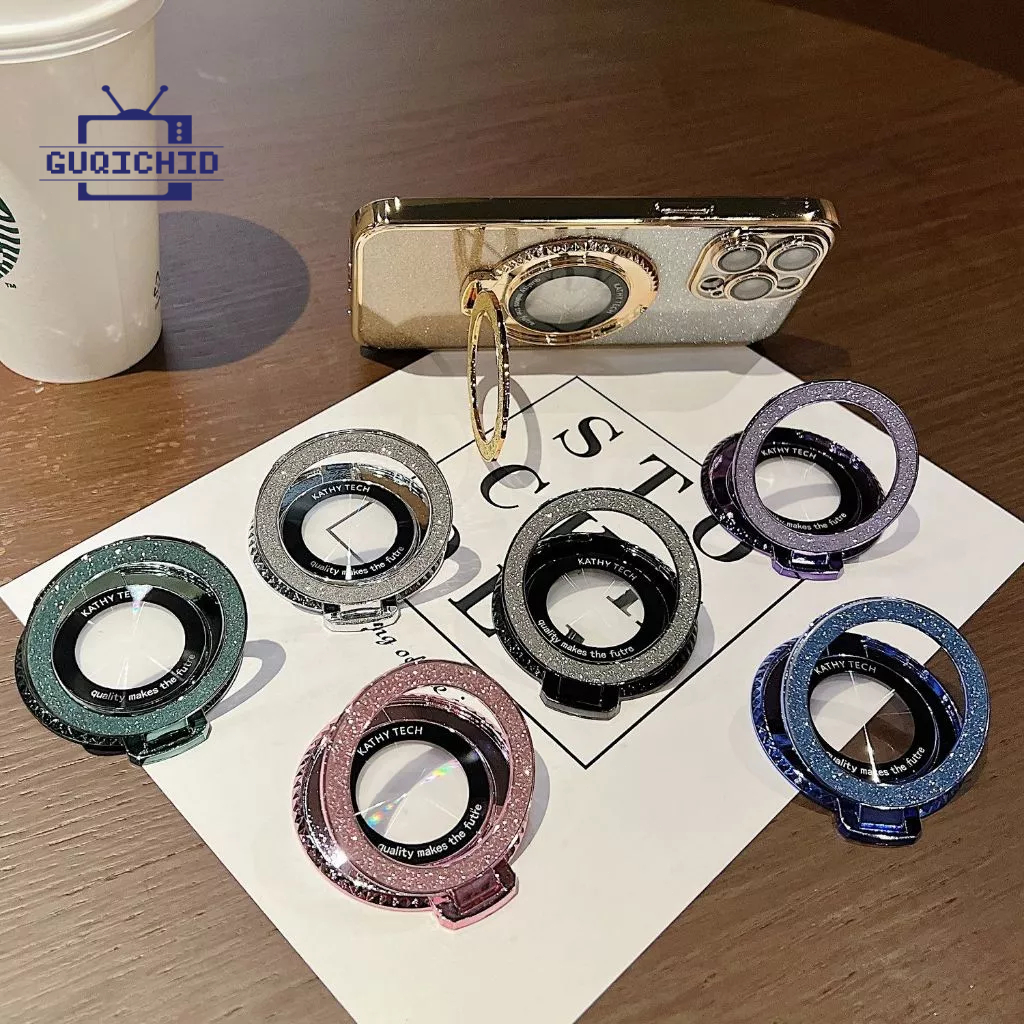 Glitter Bling ที่วางโทรศัพท์แม่เหล็กพร้  แหวนติดหลังมือถือ แบบบางพิเศษ หมุนได้360องศา Magnetic PHONE RING HOLDER ขาตั้งโ
