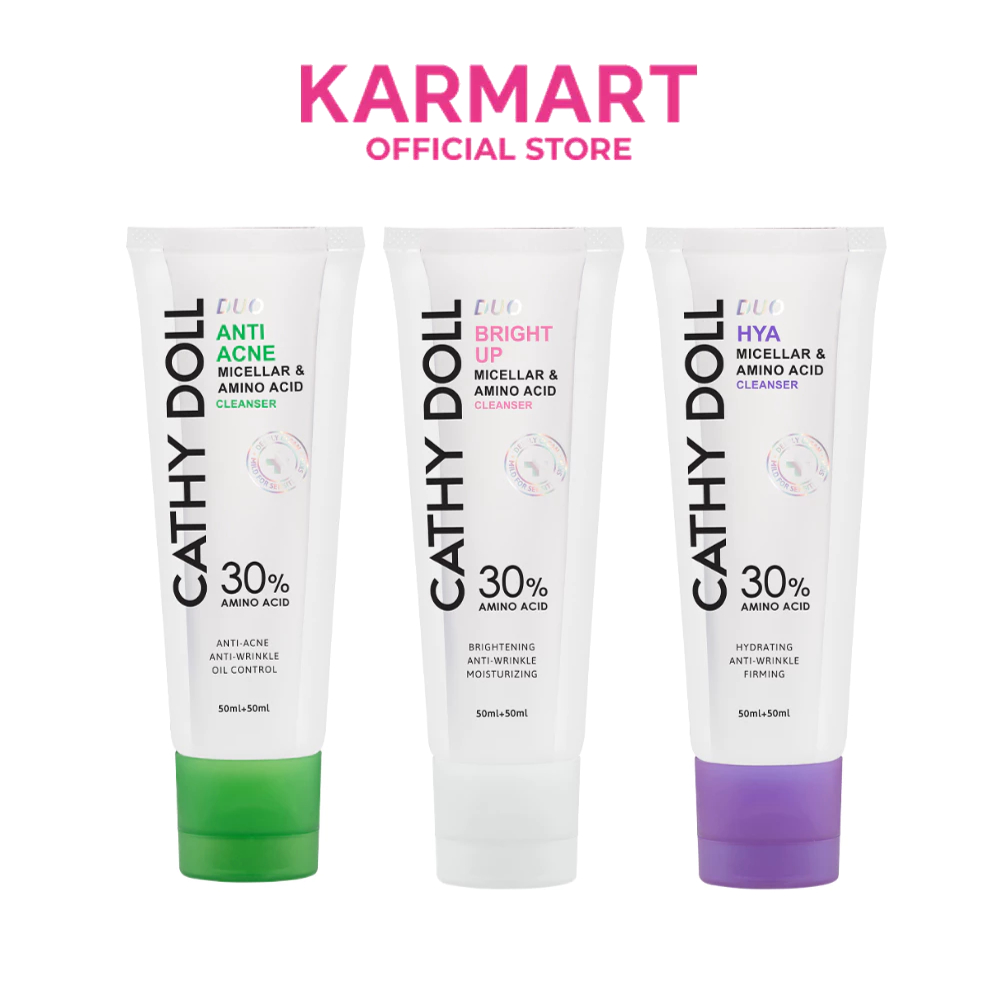 Cathy Doll ดูโอ้ไมเซลล่าแอนด์อะมิโนแอซิดคลีนเซอร์ 50ml+50ml เคที่ดอลล์ มี 3 สูตร