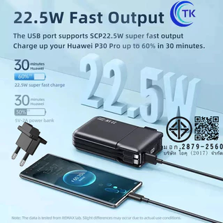 Remax powerbank รุ่น RPP-267 ความจุแบตเตอรี่ 20000mAh ชาร์จเร็ว 22.5W มีช่องTypeC ชาร์จไว