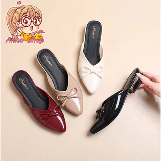 Anna shop รองเท้าคัทชูแฟชั่น แต่งโบว์น่ารัก รองเท้าแตะ ดีไซน์สวยทันสมัย แบบสวมเปิดส้น พร้อมส่ง T392
