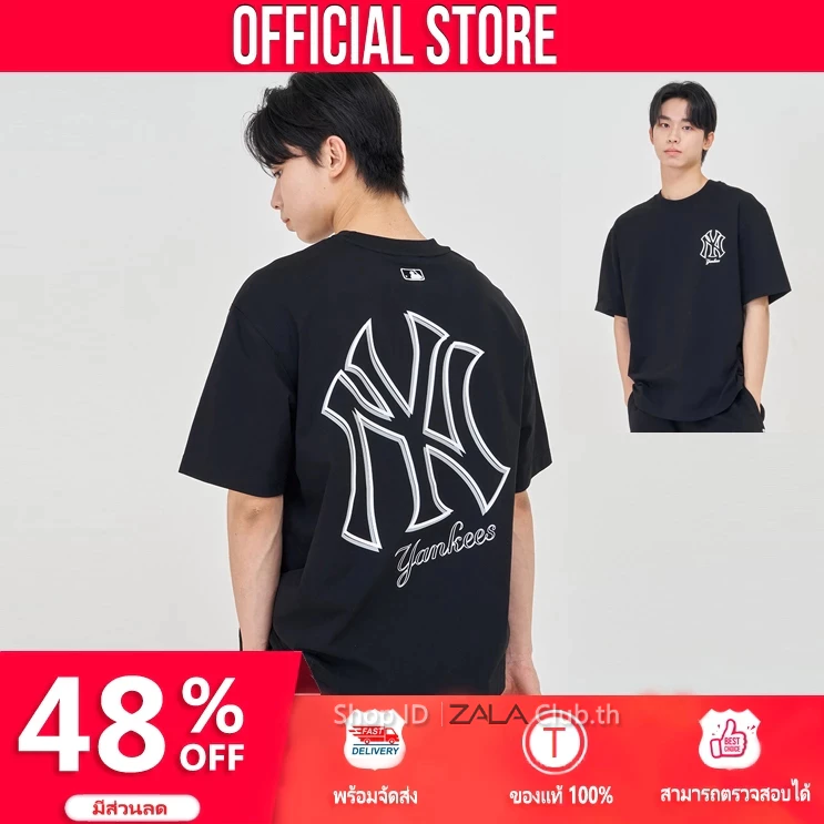 คอตตอน 100%🌐All-over Oversized-fit✮เสื้อยืดM☆L☆B☆T-shirt ของแท้★𝓝ew×𝖄ork×𝔂ankees✮เสื้อยืด แบบยูนิเซ็กส์