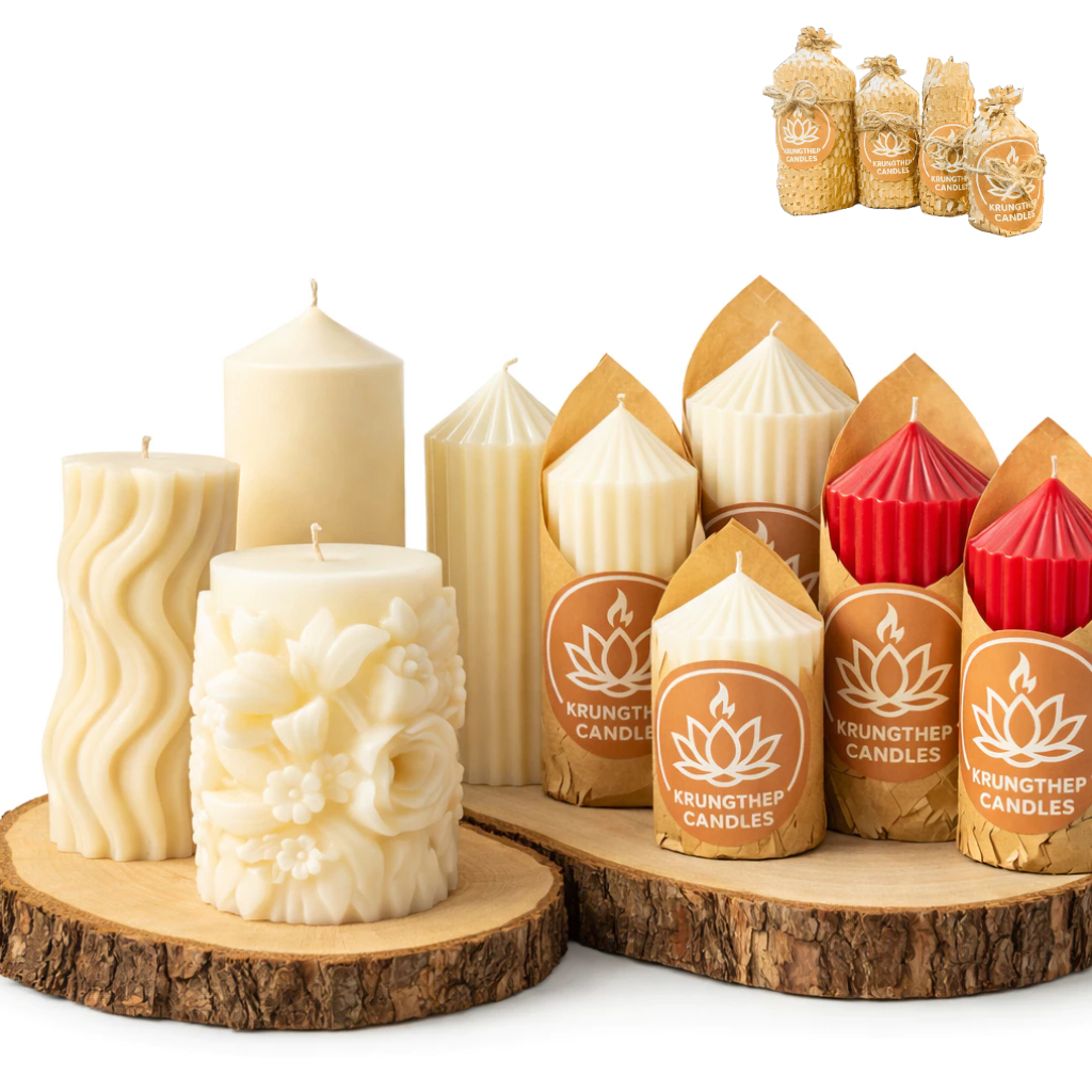 Premium Unscented Pillar Candles | เลือกจัดเซ็ตได้ | ใช้งานได้จริง เผาไหม้ยาวนาน Krungthep Candles