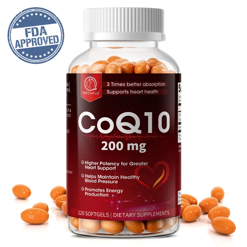 CoQ10-200mg 120Capsules, CoQ10-200mg แคปซูล เพิ่มสุขภาพหัวใจ ป้องกันสารต้านอนุมูลอิสระ ส่งเสริมสุขภาพช่องปาก แล