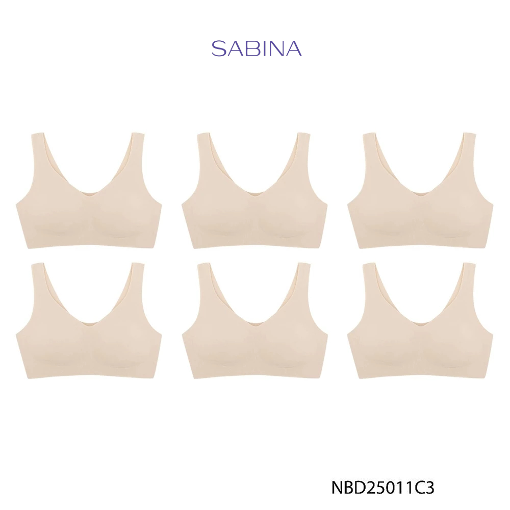[Online Exclusive]  Sabina  (Set 6 ชิ้น ) Perfect Bra Level 1 เสื้อชั้นใน ไร้โครง รหัส NBD25011C3 สีเนื้อเข้ม