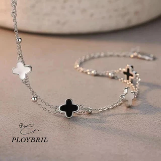 PLOYBRIL กําไลเงินแท้ Four-leaf Clover กําไลข้อมือ สร้อยข้อมือนำโชค สร้อยข้อมือโคลเวอร์ วาเลนไทน์ S039