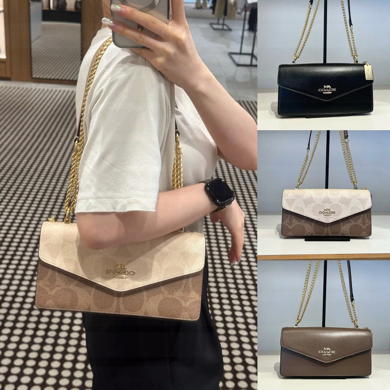 Chain Crossbody Bag Envelope CBI99 กระเป๋าถือผู้หญิง กระเป๋าสะพายข้าง กระเป๋าสะพายไหล่ มีฝาปิด มีช่องแยก