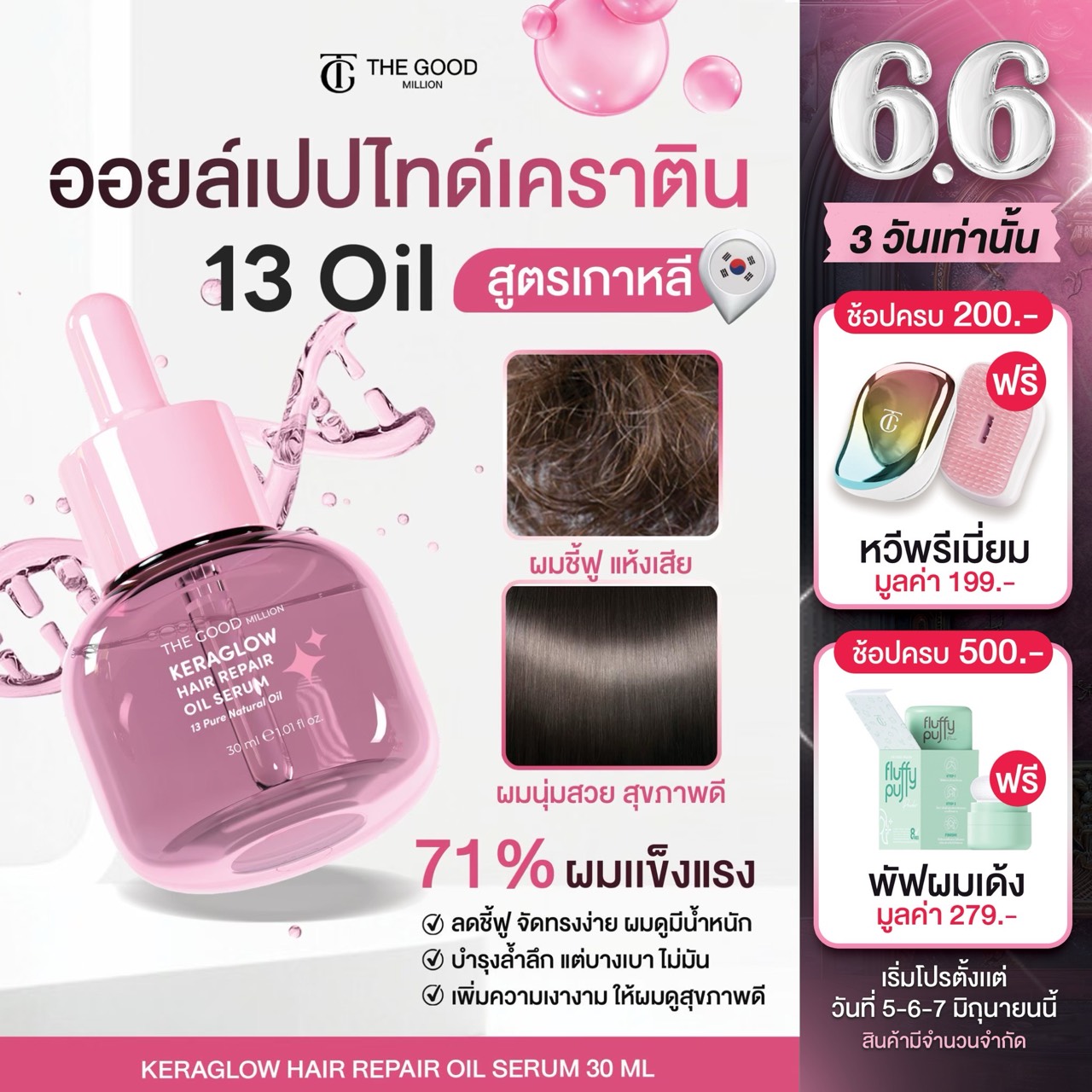 Keraglow Hair Repair Oil Serum ออยล์บำรุงผม เชื่อมแกนผม ฟื้นฟูผมเสีย คืนผมสวย เคราติน สูตรเกาหลี