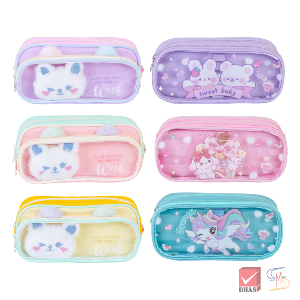 Master Art กระเป๋าดินสอ แฟนซี กระเป๋าผ้า Polyeste + พลาสติกใส คละสี จำนวน 1 ชิ้น