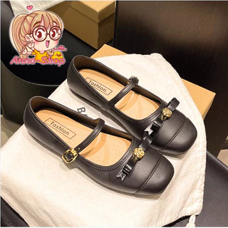 Anna shop รองเท้าคัชชู รองเท้าผู้หญิงแฟชั่น ทรงมินิมอล แต่งโบว์น่ารัก งาน PVC มาใหม่ T417