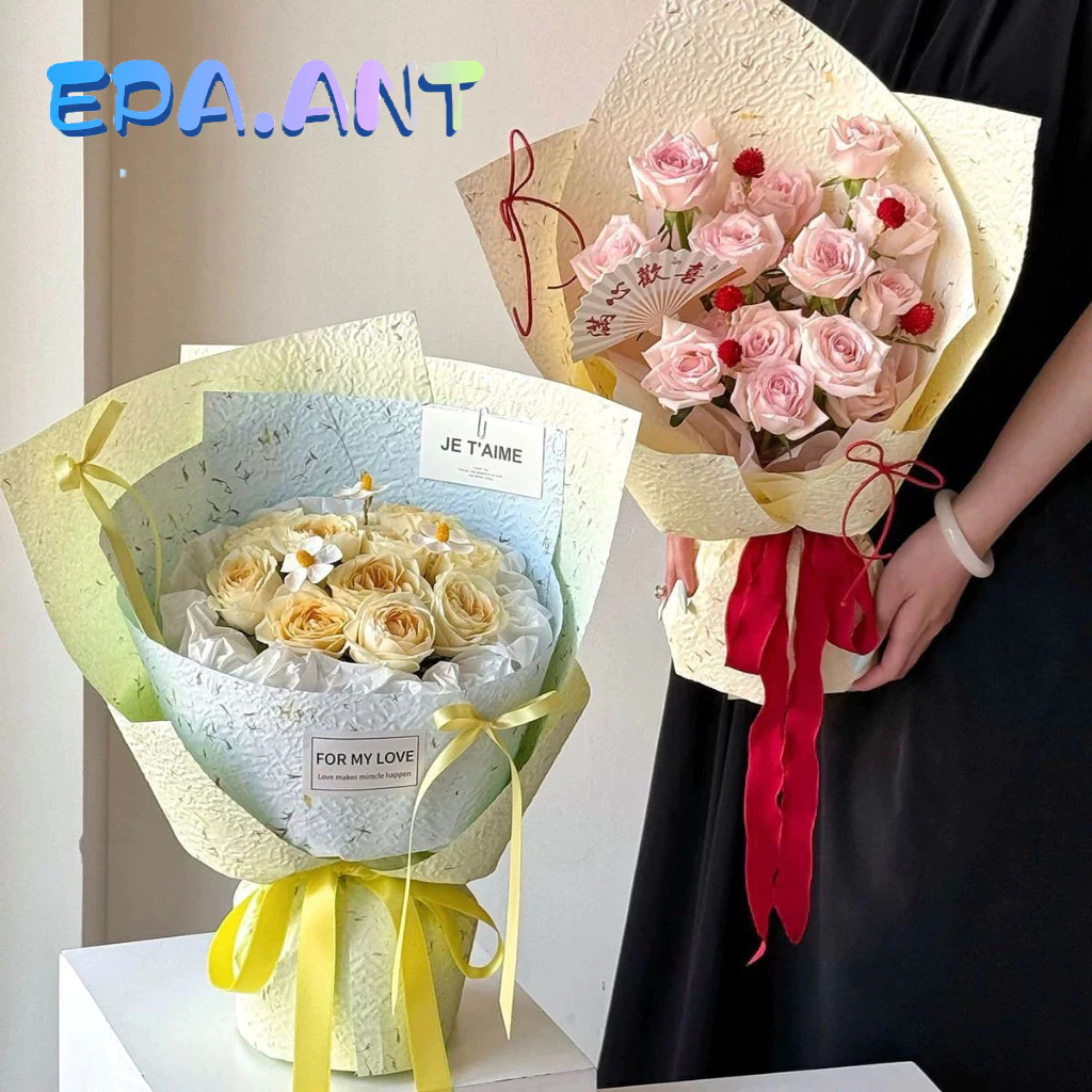 กระดาษดอกไม้ 3มิติ กระดาษนูนลายหิน กระดาษห่อช่อดอกไม้สำหรับเลเยอร์ช่อดอกไม้ 1แพ็ค5ใบ