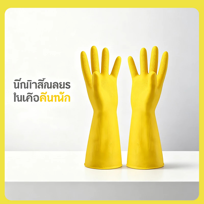 ถุงมือยางล้างจานแบบยาว กันน้ำ ยืดหยุ่น มีปลายแขนเสื้อ เหมาะสำหรับทำความสะอาดภายในบ้าน
