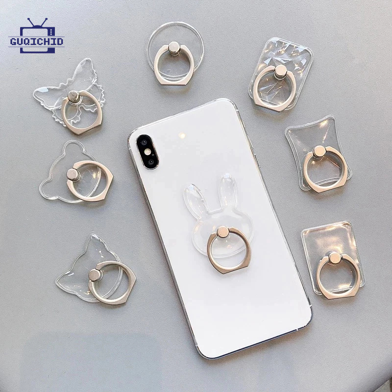 phone holder ที่จับนิ้วโทรศัพท์โปร่งใส ที่จับนิ้วโทรศัพท์โปร่งใส ขาตั้งหมุน 360° ที่กั้นโทรศัพท์แบบพกพาสะดวก พับได้