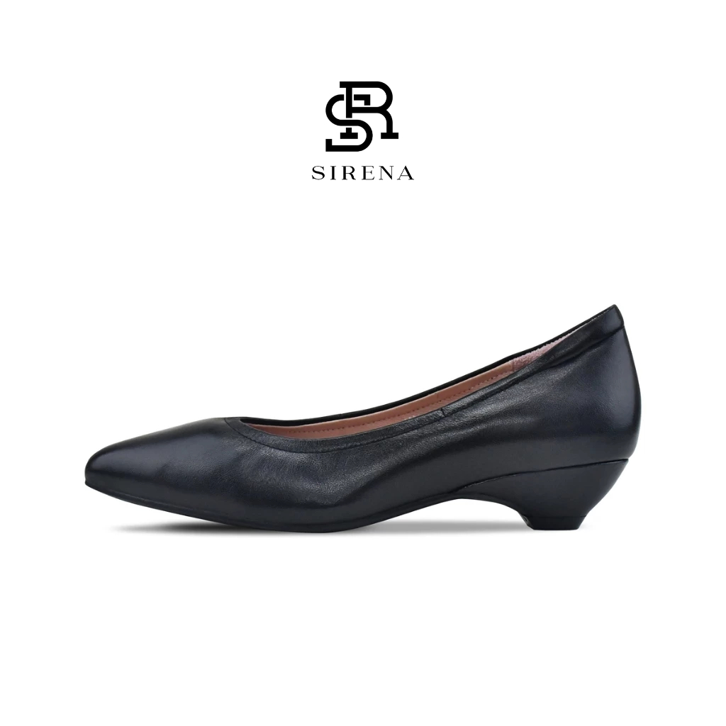 SIRENA รองเท้าหนังแท้ ส้น 1.5 นิ้ว รุ่น MARINA สีดำ | รองเท้าคัทชูผู้หญิง
